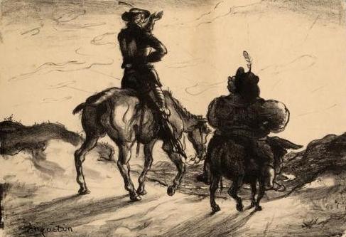 Don Quixote And Sancho Panza by Louis Aquetin