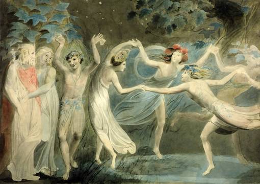 Oberon, Titania and Puck with Fairies Dancing. By William Blake, c. 1786. Tate Britain.